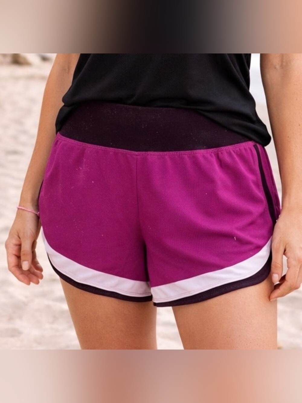Athleta Running Free Colorblock Shorts Womens Small Pink Purple Athletic 3.5